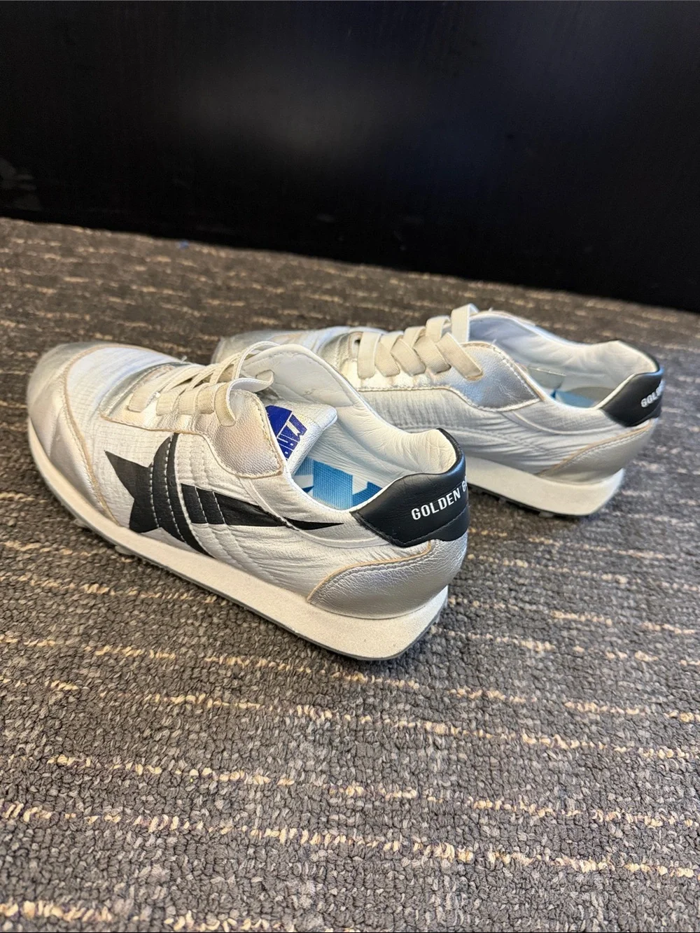 Golden Goose White Sneakers with Black Star Accent